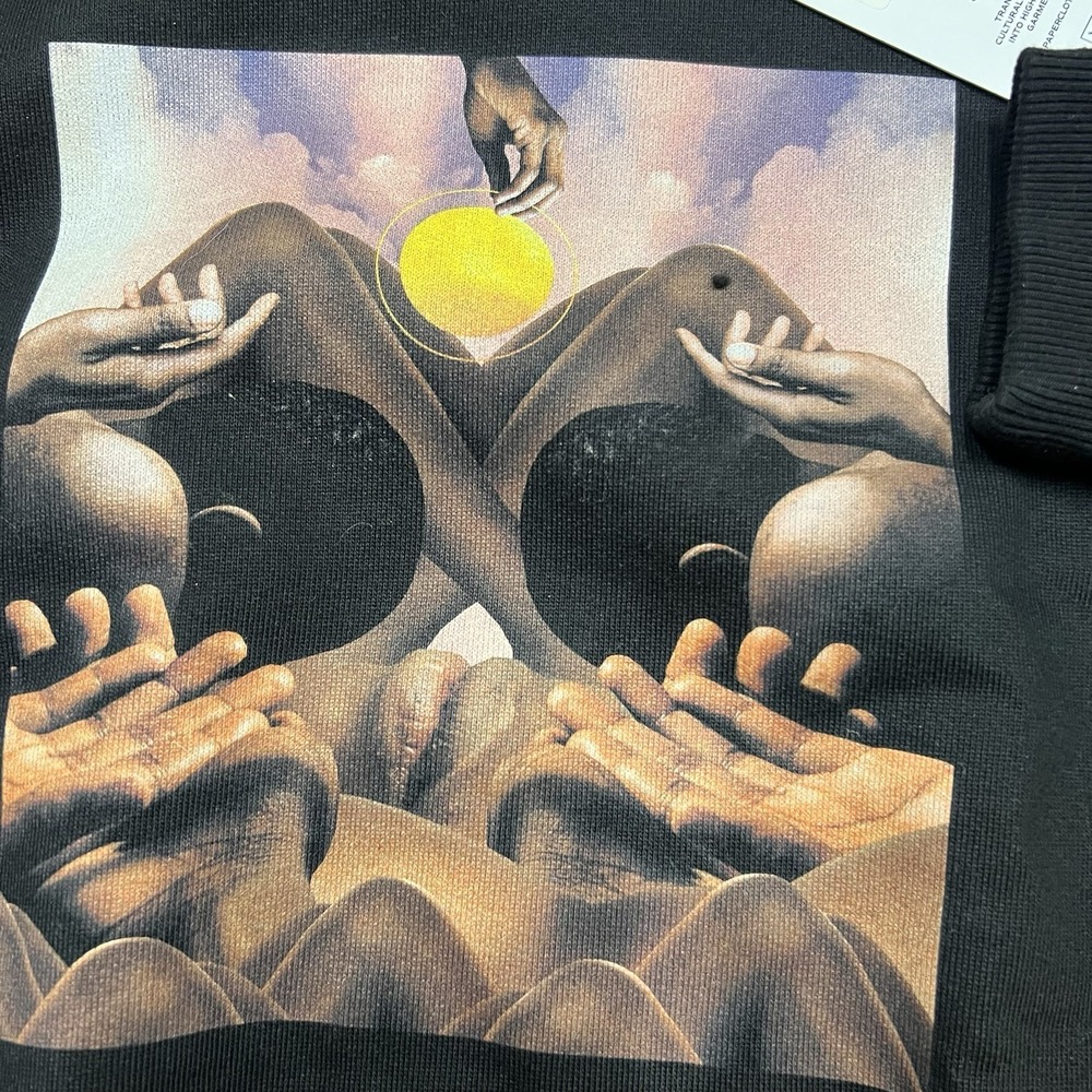 Daily Paper Mens Terry Sweatshirt Crew Neck Black Small Oversized Landscape New - Picture 7 of 10